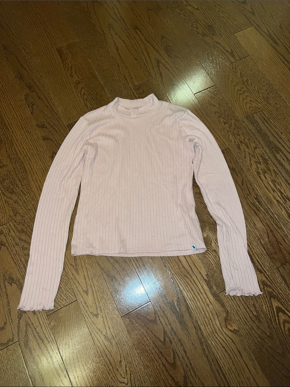 abercrombie kids Light Pink Ribbed Long-Sleeve Mock Neck Top